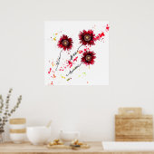 野生の自由奔放なギザギザのケシの野生の花 ポスター (キッチン)