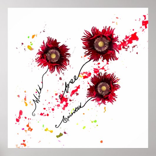 野生の自由奔放なギザギザのケシの野生の花 ポスター (正面)