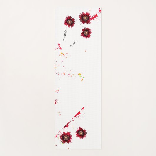 野生の自由奔放な赤いケシと絵を描(ばちゃばちゃ)跳ねる ヨガマット (正面)