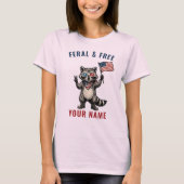 野生の自由愛国アライグマ カスタムネーム Tシャツ (正面)