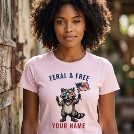 野生の自由愛国アライグマ カスタムネーム Tシャツ