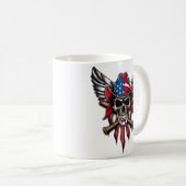 野生の自由、野球のこうもりとアメリカのスカル。 コーヒーマグカップ (正面右)