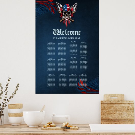 野生の自由、野球のこうもりとアメリカのスカル。 ポスター (キッチン)