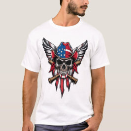 野生の自由、野球のこうもりとアメリカのスカル。 Tシャツ