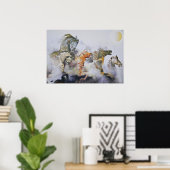 野生の色彩の鮮やか馬 ポスター (ホームオフィス)