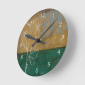 野生の花および植物との花のスケッチ ラウンド壁時計 (傾斜)