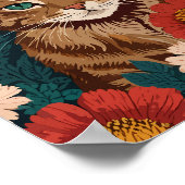 野生の花が咲くオレンジキャット ポスター (角)