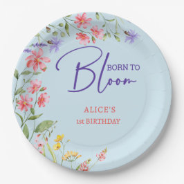 野生の花が咲く子供の誕生日 ペーパープレート