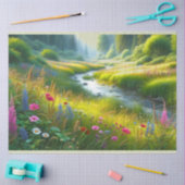 野生の花が咲く草原の風景 薄葉紙 (クラフト)