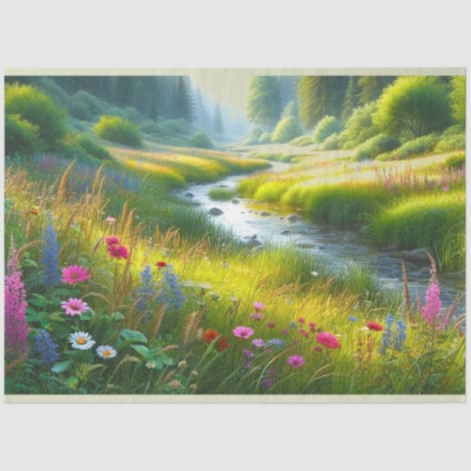 野生の花が咲く草原の風景 薄葉紙 (正面)