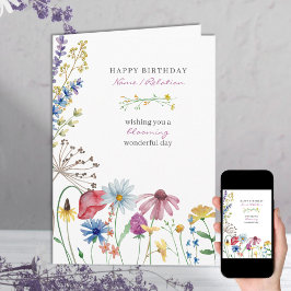 野生の花が咲く 素敵な誕生日おめでとう カード