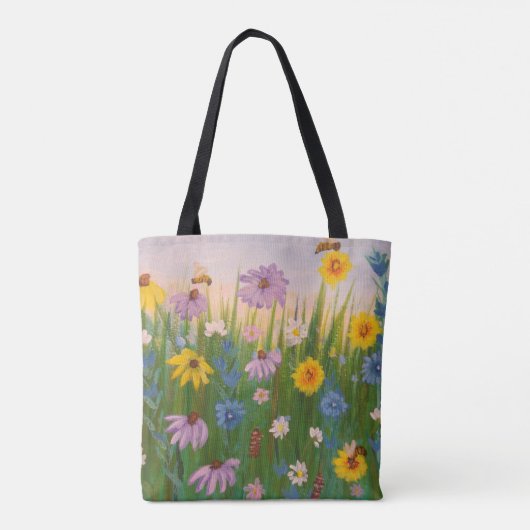 野生の花でいっぱいの畑 トートバッグ (裏面)