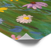 野生の花でいっぱいの畑 ポスター (角)