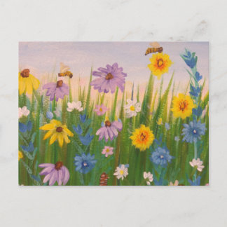 野生の花でいっぱいの畑 ポストカード