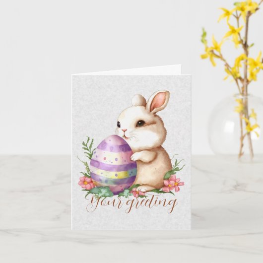 野生の花で独自のバニー&エッグを作成 カード (黄色い花)