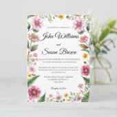 野生の花とシダの結婚式招待状 招待状 (スタンド正面)