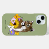 野生の花とピューマ マウンテンライオン クーガー Case-Mate iPhoneケース (裏面 (横))