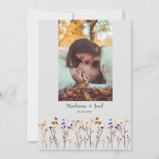 野生の花と写真結婚式招待状 招待状 (裏面)