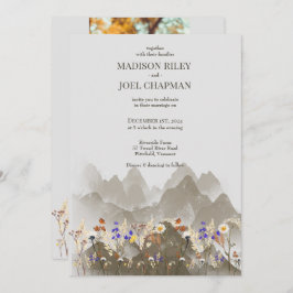 野生の花と写真結婚式招待状 招待状