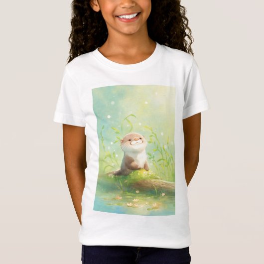 野生の花と湿地 カワウソの物語 Tシャツ (正面)