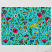 野生の花と蛾オンティール（緑がかった色） (裏面)