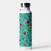 野生の花と蛾オンティール（緑がかった色） ウォーターボトル (右面)