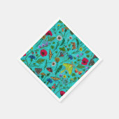 野生の花と蛾オンティール（緑がかった色） スタンダードカクテルナプキン (角)