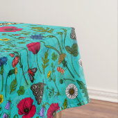 野生の花と蛾オンティール（緑がかった色） テーブルクロス (インサイチュ)