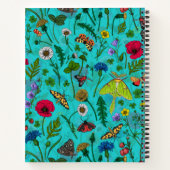 野生の花と蛾オンティール（緑がかった色） ノートブック (裏面)