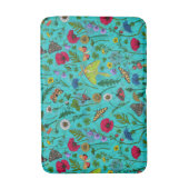 野生の花と蛾オンティール（緑がかった色） バスマット (正面縦)