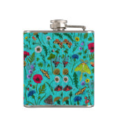 野生の花と蛾オンティール（緑がかった色） フラスク (裏面)