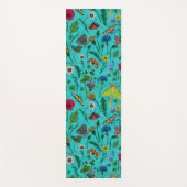 野生の花と蛾オンティール（緑がかった色） ヨガマット (正面)