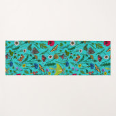 野生の花と蛾オンティール（緑がかった色） ヨガマット (正面(横))