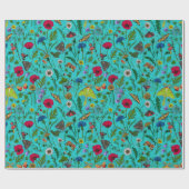 野生の花と蛾オンティール（緑がかった色） ラッピングペーパー (フラット)