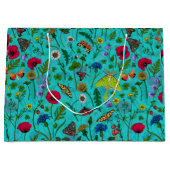 野生の花と蛾オンティール（緑がかった色） ラージペーパーバッグ