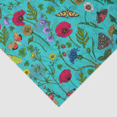 野生の花と蛾オンティール（緑がかった色） 薄葉紙 (詳細)