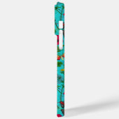 野生の花と蛾オンティール(緑がかった色) Case-Mate iPhoneケース (裏面 / 左)