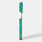 野生の花と蛾オンティール（緑がかった色） iPhoneケース (右側面)