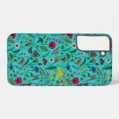 野生の花と蛾オンティール（緑がかった色） SAMSUNG GALAXYケース (裏面横)