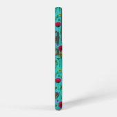 野生の花と蛾オンティール（緑がかった色） SAMSUNG GALAXYケース (右側面)