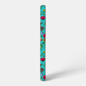 野生の花と蛾オンティール（緑がかった色） SAMSUNG GALAXYケース (左側面)