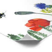 野生の花と蜂のブライダルシャワーのウェルカムサイン ポスター (角)