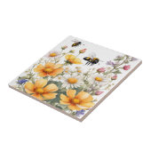 野生の花と蜂蜜の蜂水色 タイル (側面)