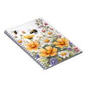 野生の花と蜂蜜の蜂水色 ノートブック (右側)