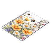 野生の花と蜂蜜の蜂水色 ノートブック (左側)