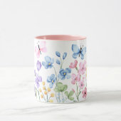 野生の花と蝶のマグ マグカップ (中央)