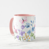 野生の花と蝶のマグ マグカップ (正面左)
