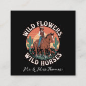 野生の花と野生の馬のトリビュート素晴らし スクエア名刺 (正面)