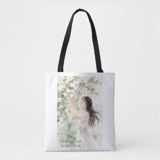 野生の花のような心 - 春の庭の少女 トートバッグ (正面)