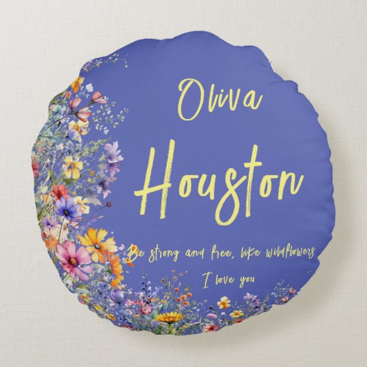 野生の花のように、強くて自由である | 野生の花 ラウンドクッション (裏面)